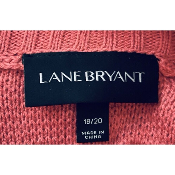 LANE BRYANT Cowl Neck Basket Weave Coral Sweater Roo Pocket 18/20 - Picture 2 of 9